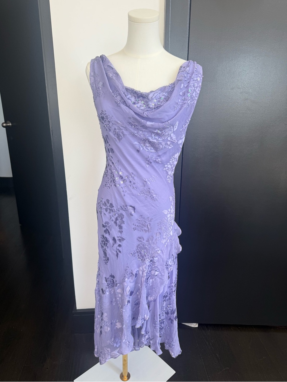 lilac 90s Vixen 100% silk Bias cut dress - Picture 4 of 9